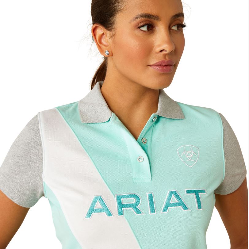 Ariat S25 Womens Taryn Polo Beach Glass/Electric Green