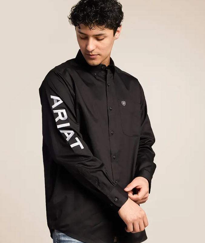 Ariat SS27 Mens Team Logo Lightweight Twill Classic Fit Shirt Black/Grey