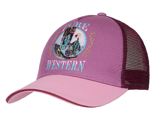 Pure Western AW26 Kids Trinity Trucker Cap - Raspberry