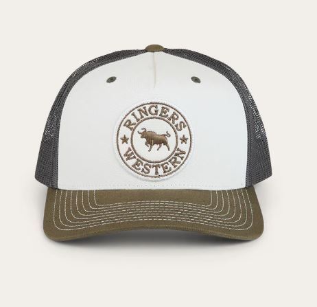 Ringers Western Signature Bull Trucker Cap - Army/Off White