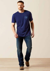 Ariat AW26 Mens New Vertical Logo SS Tee Medieval Blue