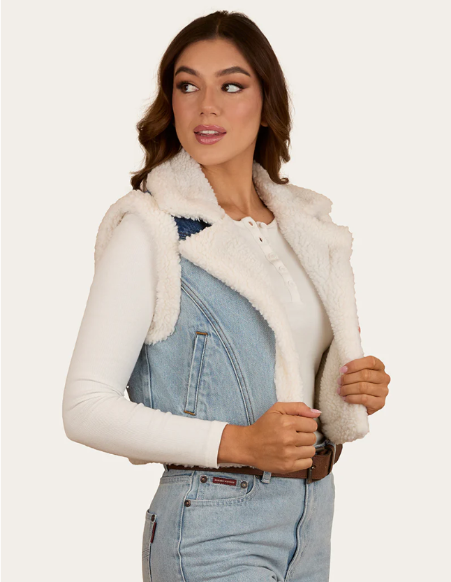 Ringers Western AW26 Amaya Women's Vintage Denim Sherpa Vest
