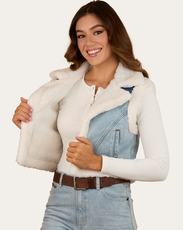 Ringers Western AW26 Amaya Women's Vintage Denim Sherpa Vest