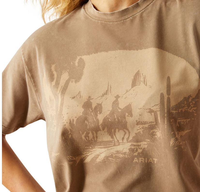 Ariat S25 Womens Western Mural SS Tee Washed Greige