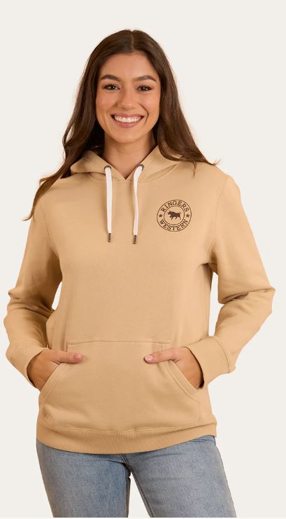 Ringers Western Womens Signature Bull Pullover Hoodie Dark Sand/Choc