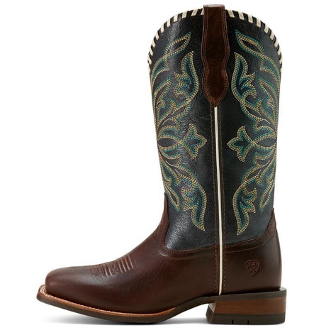 Ariat Women's Showdown Western Boot Espresso/Textured Blue