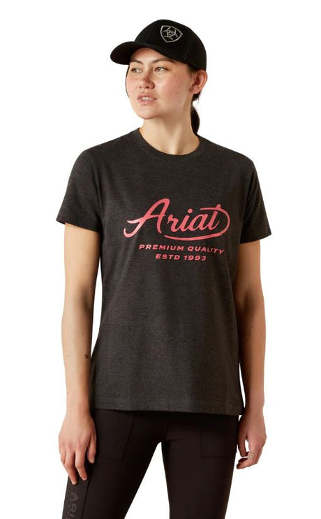 Ariat S25 Womens Rebar Cotton Strong Worldwide Tee Charcoal Heather